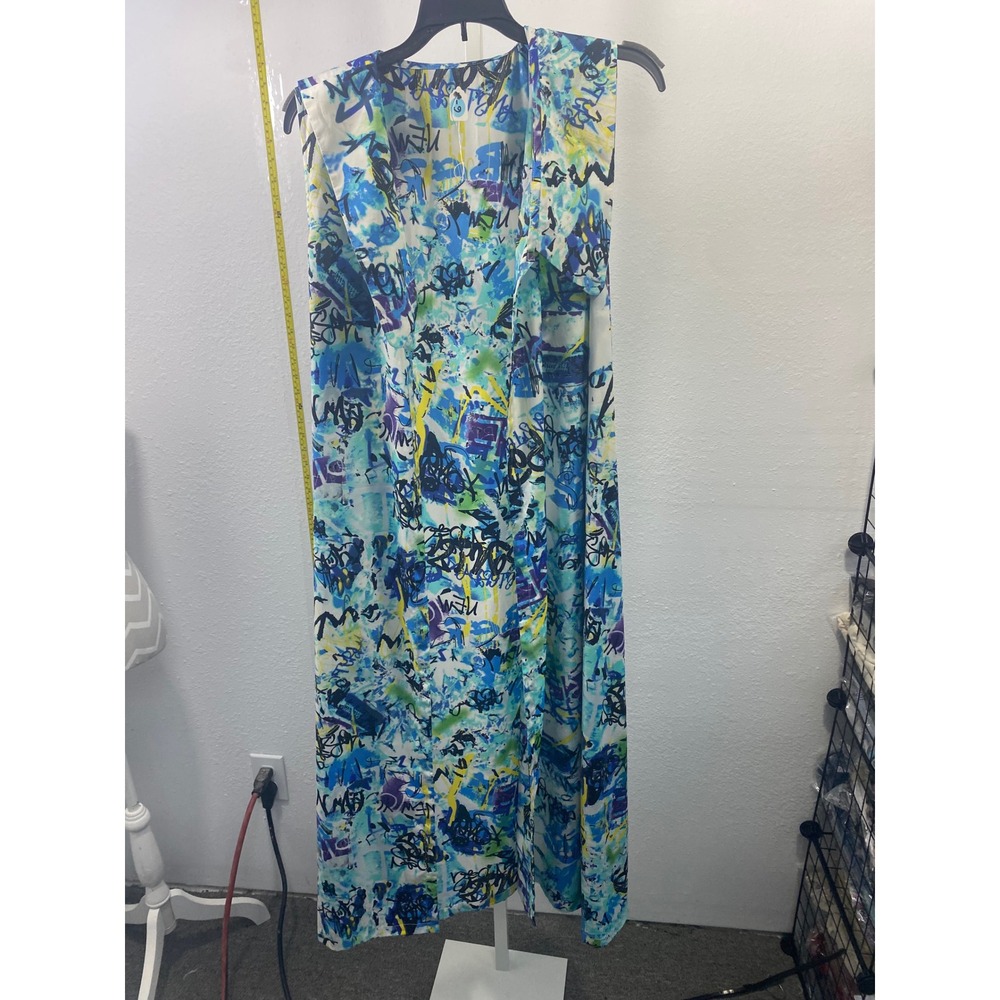 Graffiti Print Sleeveless Maxi Dress Blue Purple Street‎ Art Abstract Artistic
